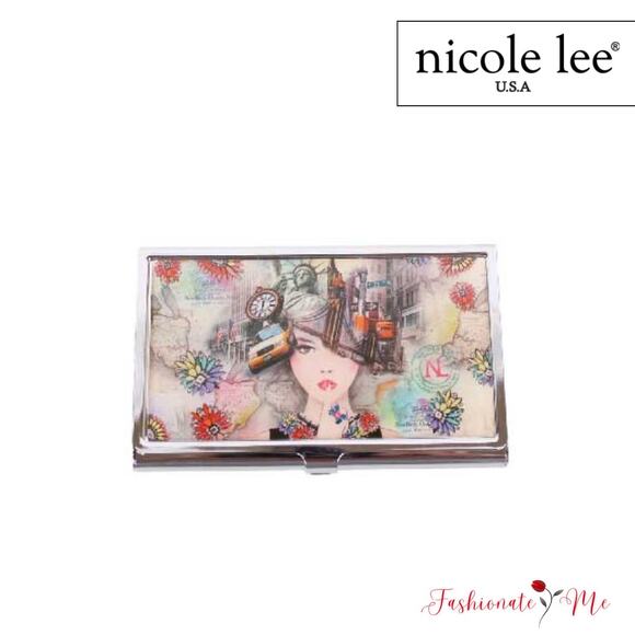 Nicole Lee USA Exclusive Premium Print Snap Closure Metallic Business Card Case - Picture 1 of 6